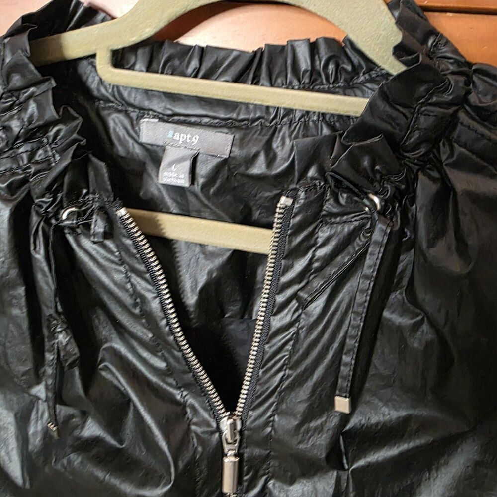 APT. 9  Jacket Size Large Lightweight Black Moto Whimsigoth Outdoor Ruched - Picture 6 of 10